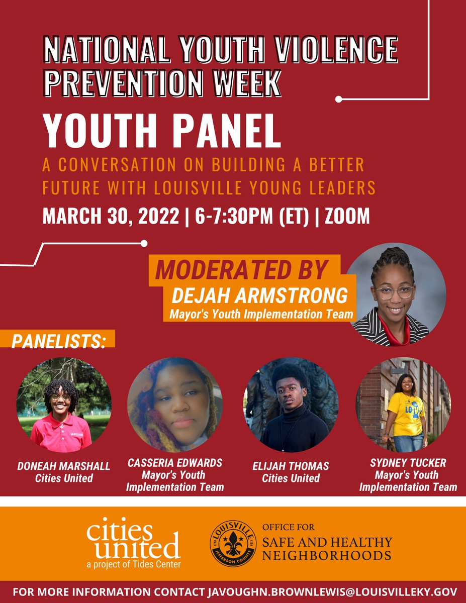 yvprc's tweet photo. 🔉Wednesday, March 30

NYVPW Youth Panel discussing how we can build a better future through violence prevention efforts in partnership with Cities United, Metro United Way &amp; The Youth Implementation Team via ZOOM from 6-7:00 https://t.co/eTH3Oc334U