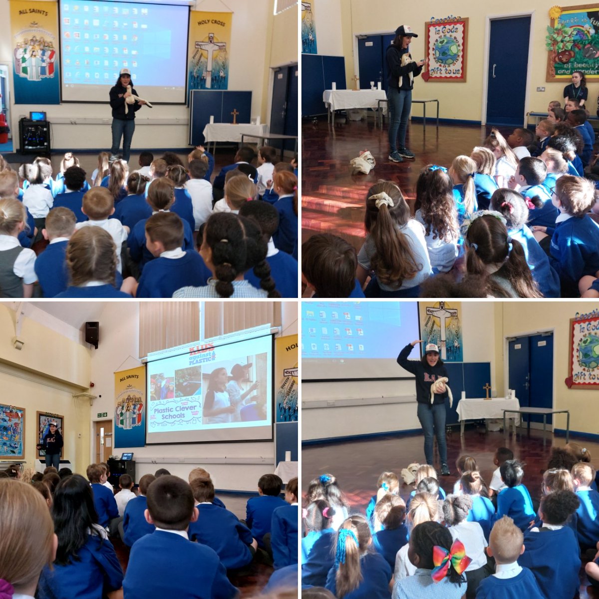 holycrossAS's tweet photo. Thank you to @KidsVplastic for visiting us today! Year 2 were so excited to meet Amy and thoroughly enjoyed their litter pick ๐ฏ The rest of the school learnt so many shocking facts about plastic pollution thanks to Amy ๐ #HCASeco #BePlasticClever #PlasticCleverSchools https://t.co/Eox3IkgLfS