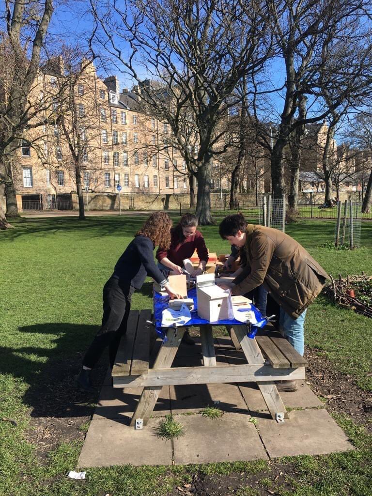 EdUniBirdSoc's tweet photo. Thanks to everyone who came to our 2nd biodiversity workshop! We’ve now made &amp; given away 74 nestboxes to families, students, members of the public &amp; park rangers + 22 more boxes to @LothianRG. We've given out 97 seed packets - that’ll make 400m2 (1.5 tennis courts) of meadow! https://t.co/bDP3pt7IuE