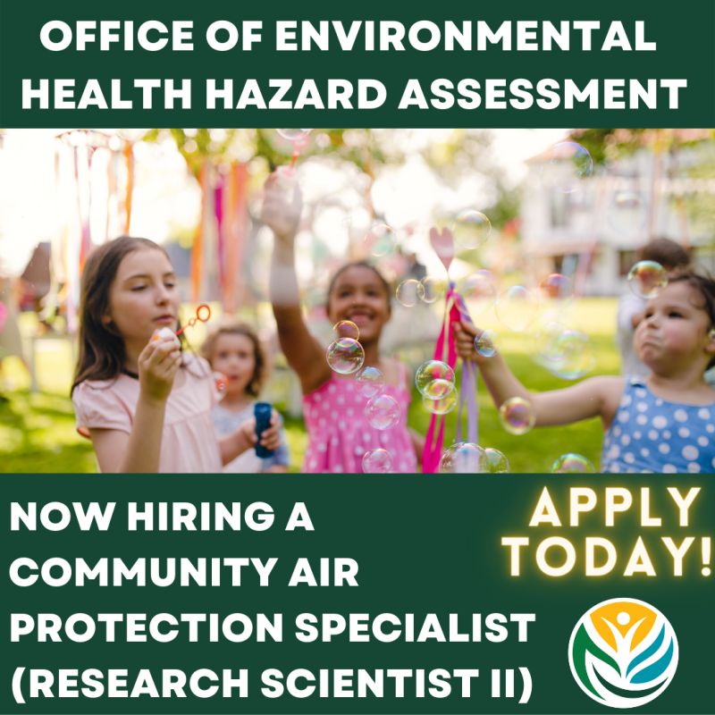 OEHHA's tweet photo. #JobAlert! #NowHiring a #ResearchScientist II to analyze #AirPollution #EpiData & model #HealthBenefits of #EmissionsReductions. Leverage your #data skills to reduce #ChemicalExposures & advance #EnvironmentalJustice! #EpiJobs #EJjobs #GISjobs More info at https://t.co/9lrHomHXtq https://t.co/9xPDX2RG3P