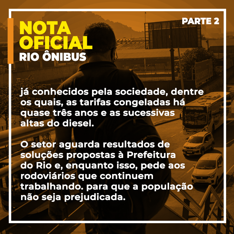 rioonibus's tweet photo. Diante da ameaça de greve apresentada pelo Sindicato dos Rodoviários, o Rio Ônibus alerta para o risco de agravamento da crise no setor.
(nota completa nas imagens)
.
#rio #riodejaneiro #rioonibus #transporte #transportepublico #carioca #cidademaravilhosa #riorj #rj #rj021 #rj🇧🇷 https://t.co/LqGJkXwRgD