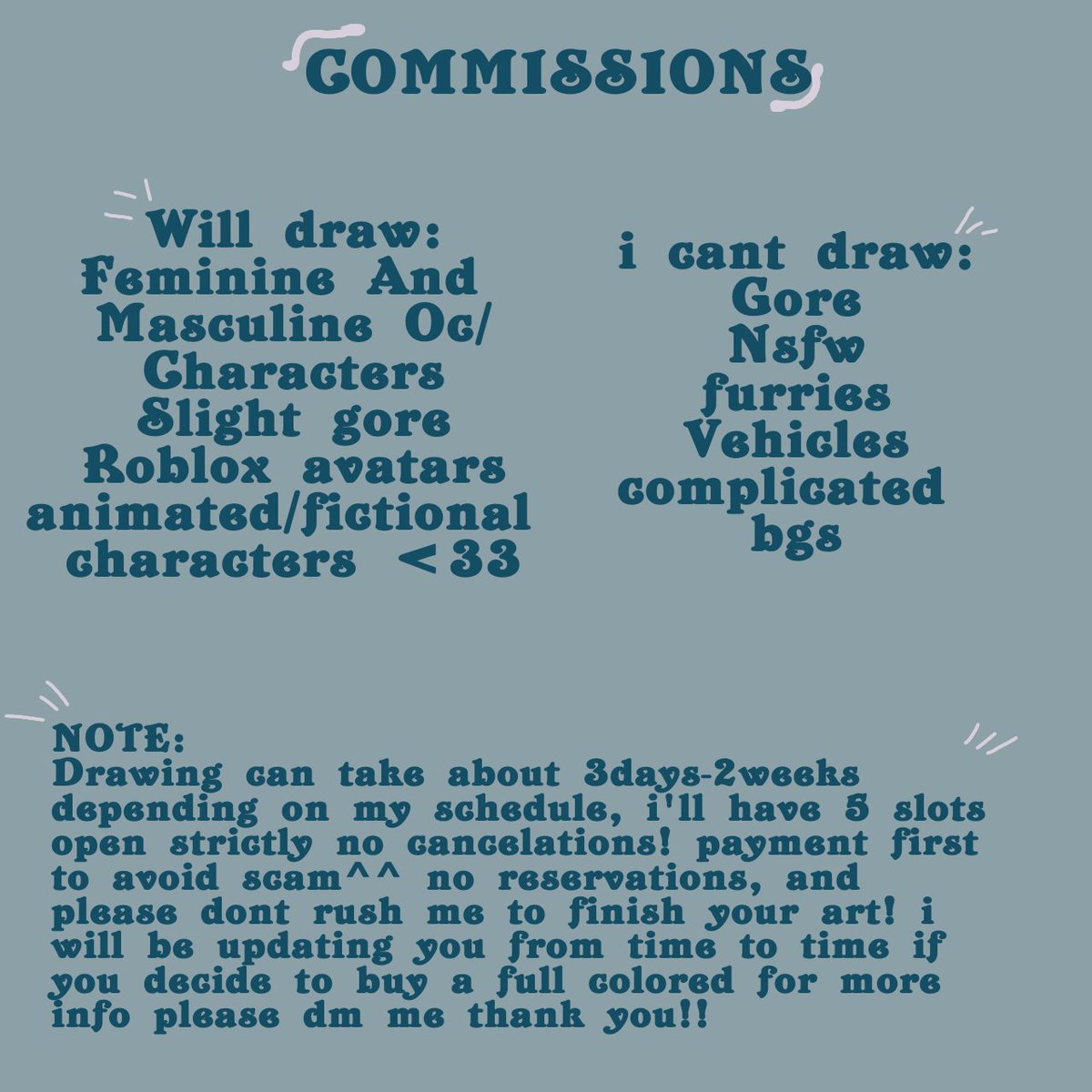 Gvthicx's tweet photo. Hii! Im opening royale high rhd, robux and gcash commissions 5 slots avail
Retweets are appreciated! For more info please dm me thank you
#robloxart #roblox #robloxcommission #RobloxCommissions #art #ArtCommission #artcommissions #royalehigh #royalehightrading #rh #Genshin #robux https://t.co/nAqwI8H4Ll