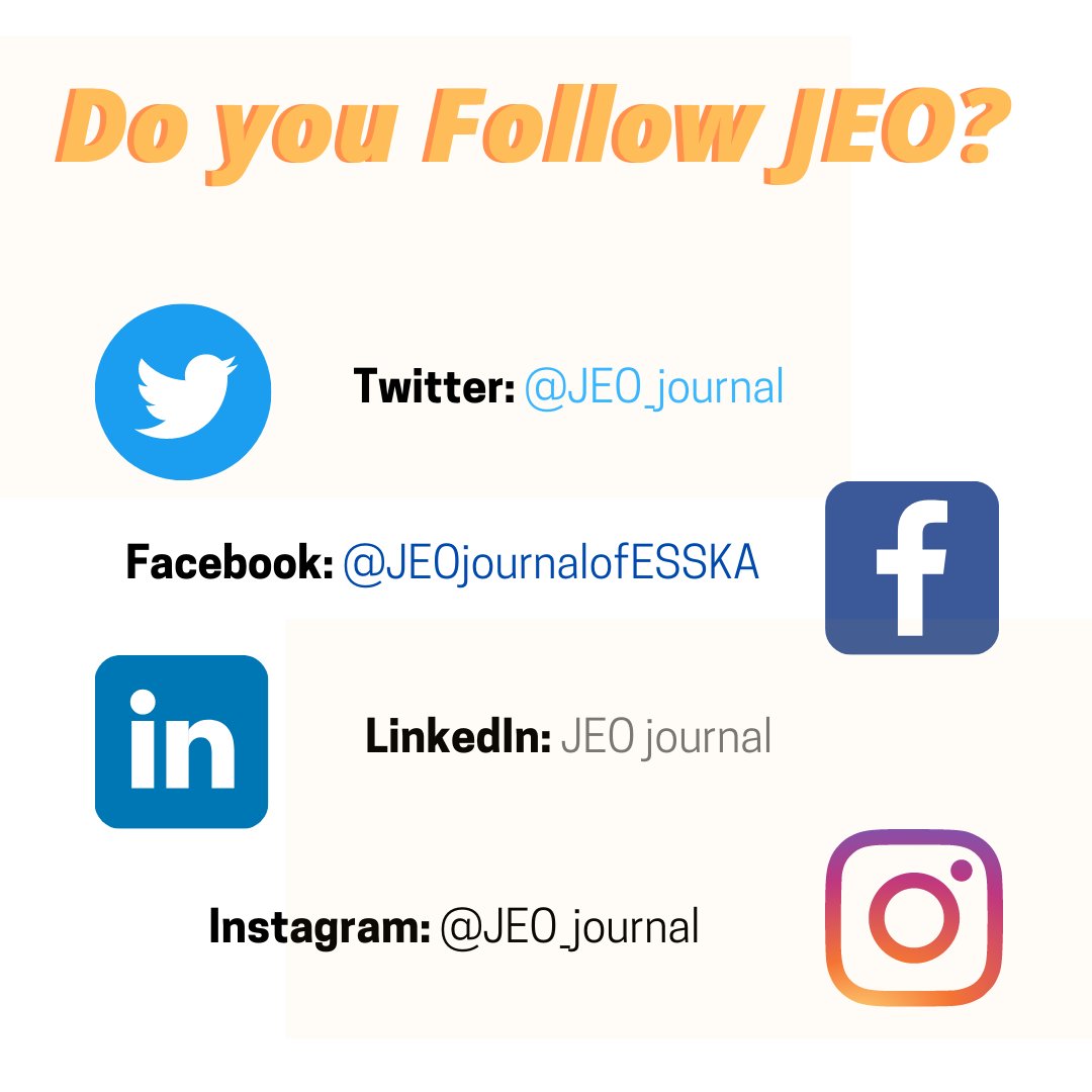 Want to always be up-to-date on the latest research? Then follow all JEO social media accounts!

Twitter: x.com/JEO_journal
Facebook: facebook.com/JEOjournalofES…
LinkedIn: linkedin.com/company/jeo-jo…
Instagram: instagram.com/jeo_journal/