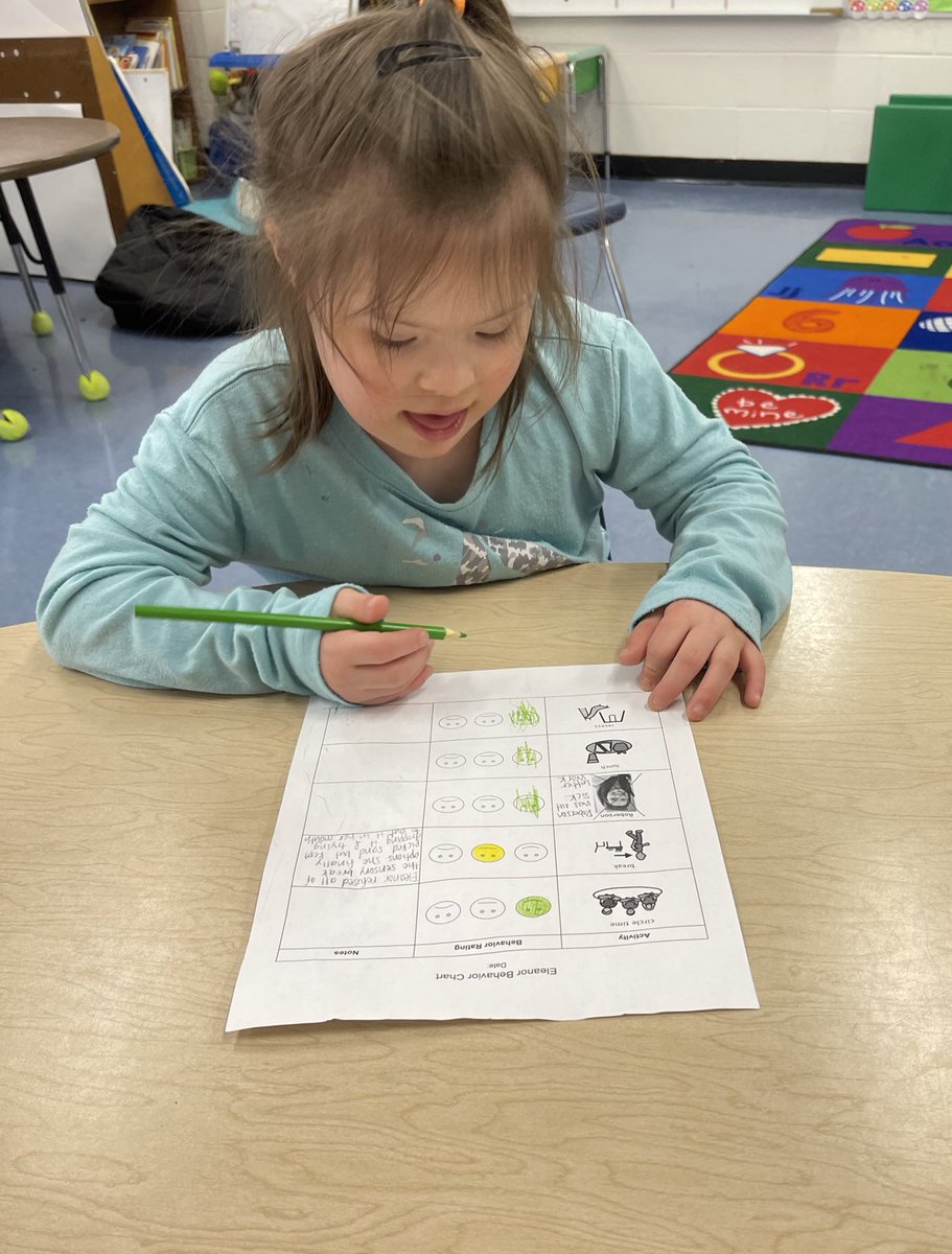 jedwardsAC's tweet photo. Today we started a new behavior support sheet for our friend and she’s already managing and recording her behavior on her own! Look at all of those happy faces! We’re so proud of this leader 😁🎉 @rhandrewselem https://t.co/Uyg5QTIMh6