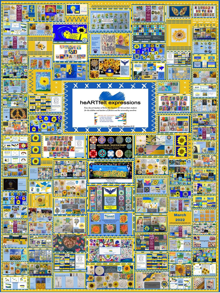 #OATK12,1500+ school art students,teachers, 47 schools from 4 continents send love,care,concern,&amp; deep wishes for peace for #ukraine!Download completely free poster: onlineartteachers.com <a href="/usedgov/">U.S. Department of Education</a> <a href="/BreneBrown/">Brené Brown</a> <a href="/TEDTalks/">TED Talks</a> <a href="/BonJovi/">Bon Jovi</a> <a href="/Oprah/">Oprah Winfrey</a> <a href="/people/">People</a> <a href="/ainsleyearhardt/">Ainsley Earhardt</a> <a href="/GMA/">Good Morning America</a> <a href="/CBSMornings/">CBS Mornings</a>