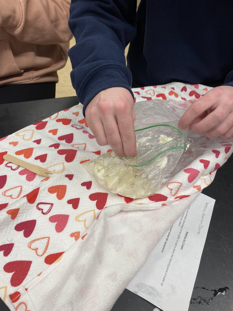 Students in #SNC1D concluded their learning about ionic compounds by taking advantage of their properties to make ice cream! Happy Friday everyone 🍨🥳 #SNC1D #ITeachScience