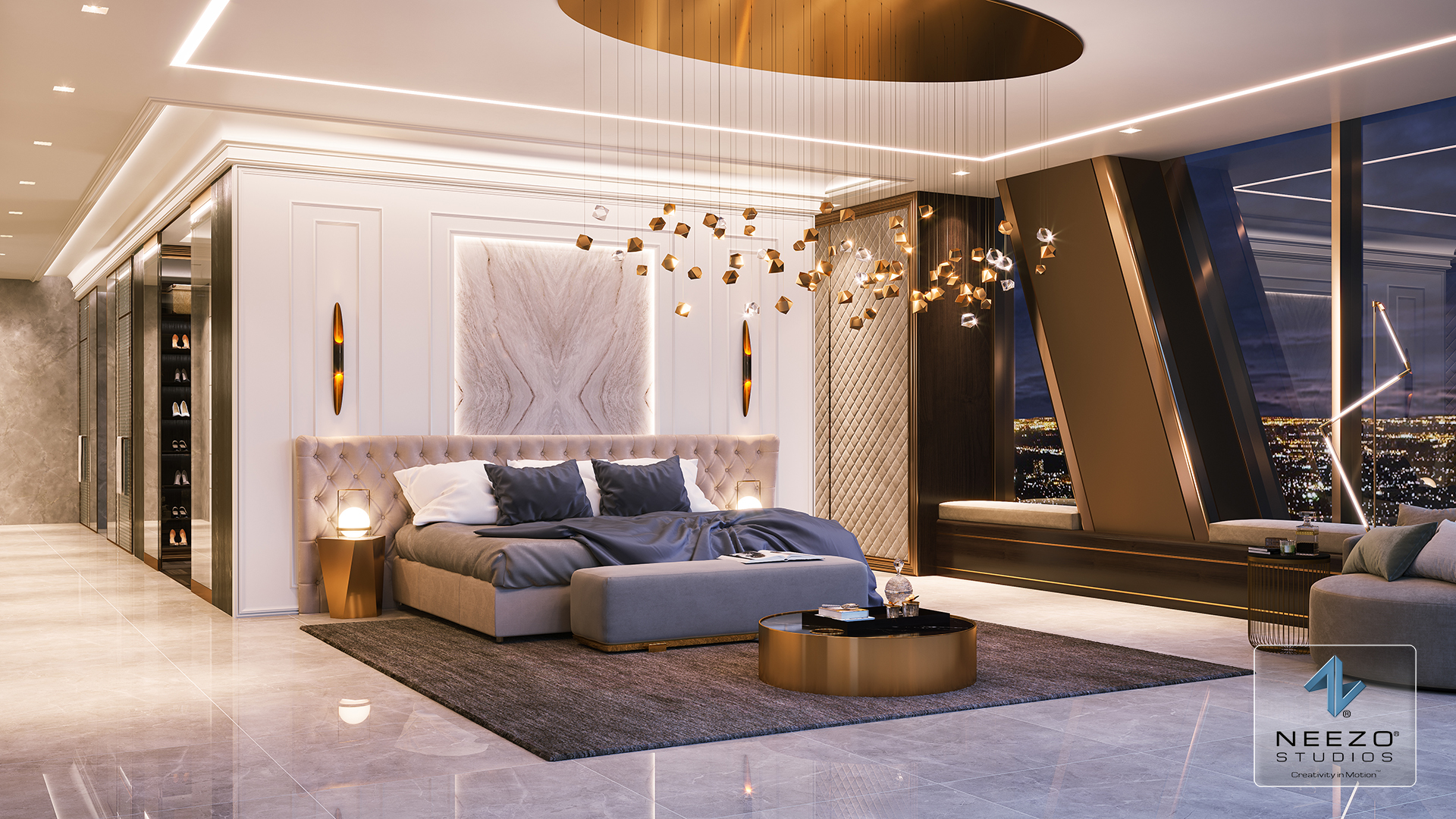 Upscale Penthouse Master Bedroom