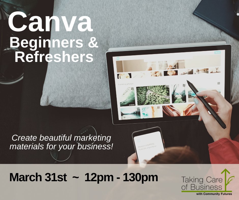 Comm_FuturesAC's tweet image. Canva is a free graphic design program that allows you to create beautiful, professional marketing materials. Join a live walkthrough, ask your questions and get answers in real-time! 
Register: takingcareofbusiness.biz
#CFisTakingCareOfBusiness #CommunityFuturesBC