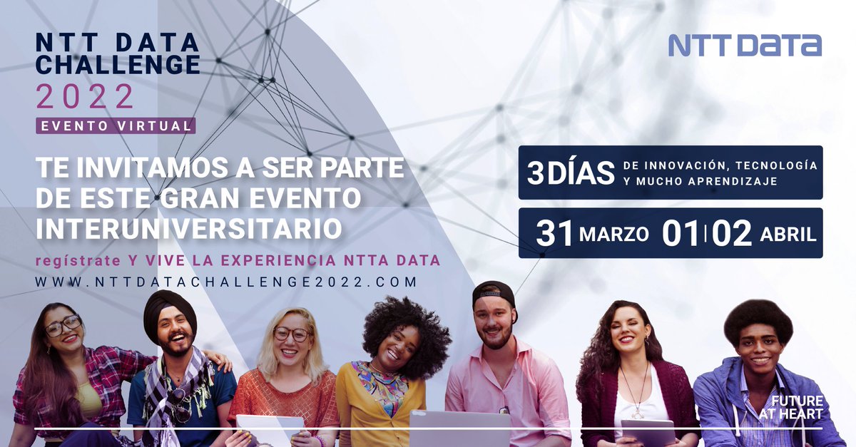 ¿Amás la tecnología? Únete a NTT DATA CHALLENGE 2022 un lugar donde encontrarás gente como tú. Comprometida con el futuro. Te invito a conocer NTT DATA y participa de 3 diás de innovación, tecnolgía y mucho aprendizaje.  nttdatachallenge2022.com   #NTTDATAPerú #NTTDATACHALLENGE