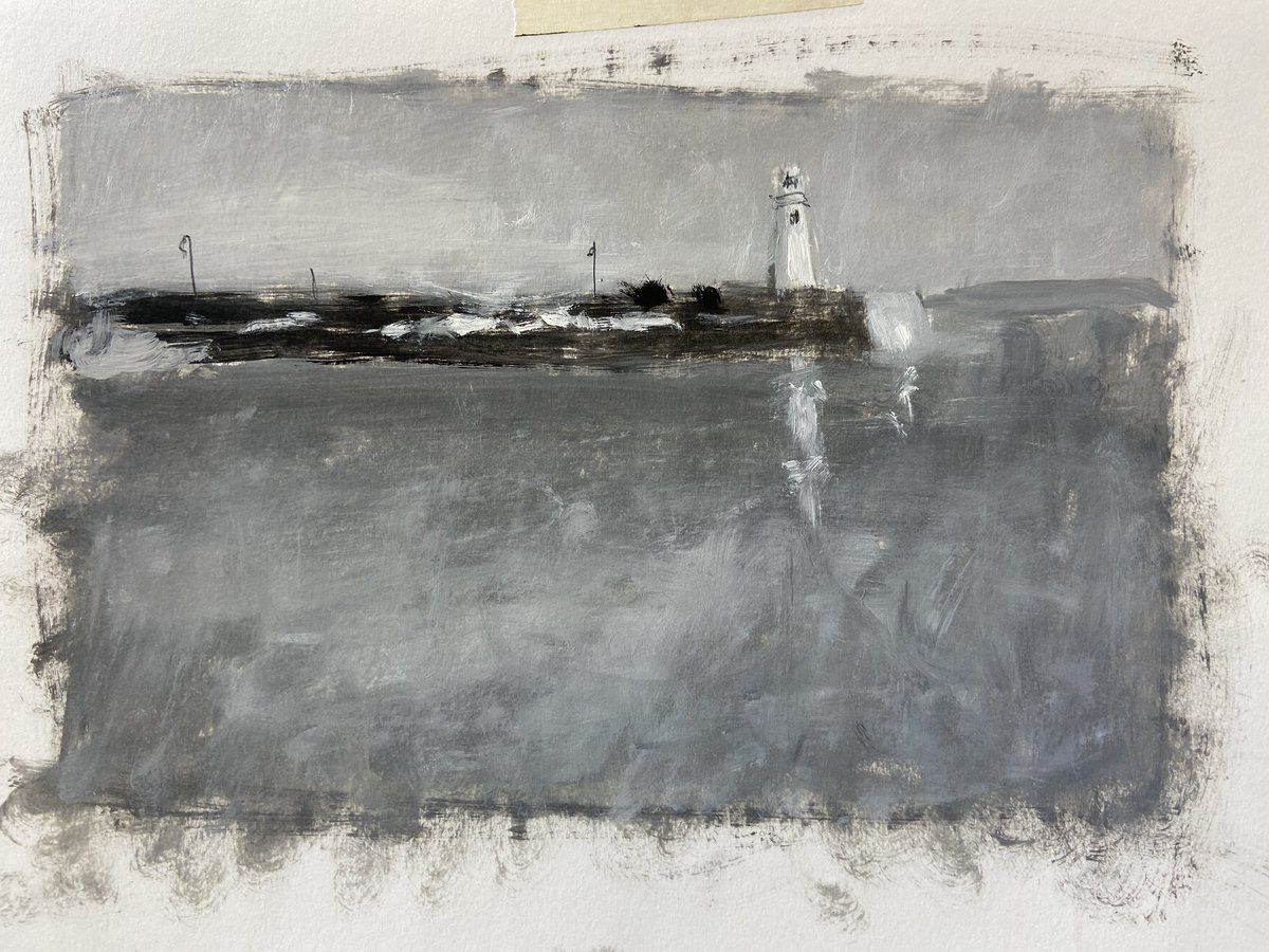 Smeaton’s Pier St Ives (2)
Oil on paper tonal monochrome study today 
#art #sketch #oilstudy #cornwall 
@stivesartschool