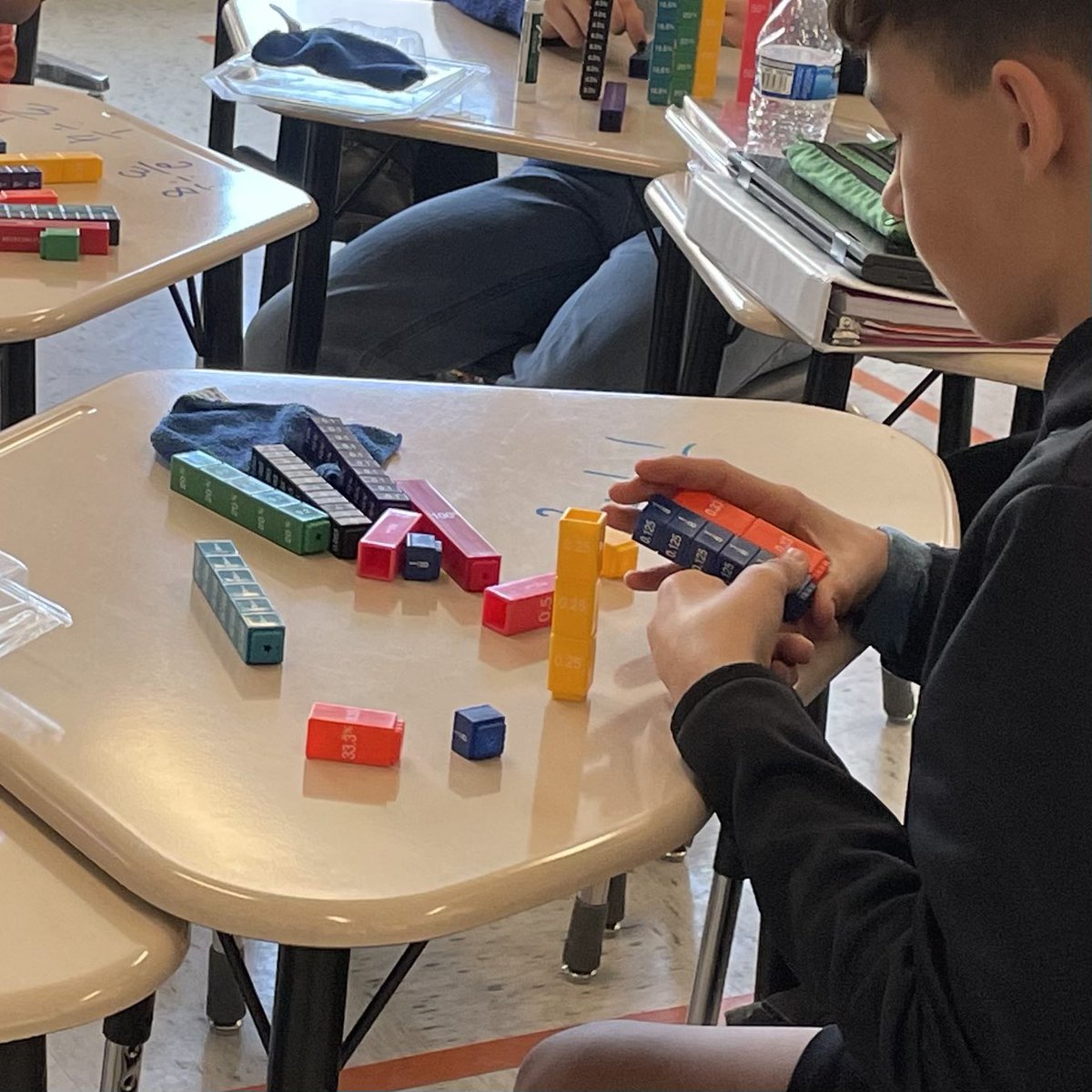 MrsMarcous_Math's tweet photo. Can you use fraction towers to divide ⅔ by ⅛ ? This student thinks the answer might be 5 ½. What do you think? @LCPS_Math https://t.co/5Of245rLDF