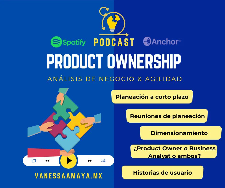 Cuando todos los miembros de un equipo tienen sentido de pertenencia hacia el producto que están construyendo gracias a la claridad de objetivos y suficientes detalles, se logra el Product Ownership.
Spotify buff.ly/3t1Yvqm
Anchor buff.ly/3L7l03N