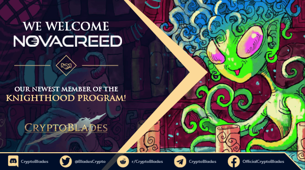 CryptoBlades's tweet photo. 👑NEW KNIGHTHOOD MEMBER: @NovaCreedNFT 

👽Set in a distant region of space, #NovaCreed is an immersive, play-to-earn gaming universe built on Polygon!

🧊Their $ICE Token Pre-Sale is happening RIGHT NOW!!🚀

👉Go Quick: https://t.co/vdEOIRhMTi

#CryptoBlades #Crypto #SKILL #KING https://t.co/AaNgmcuRSi