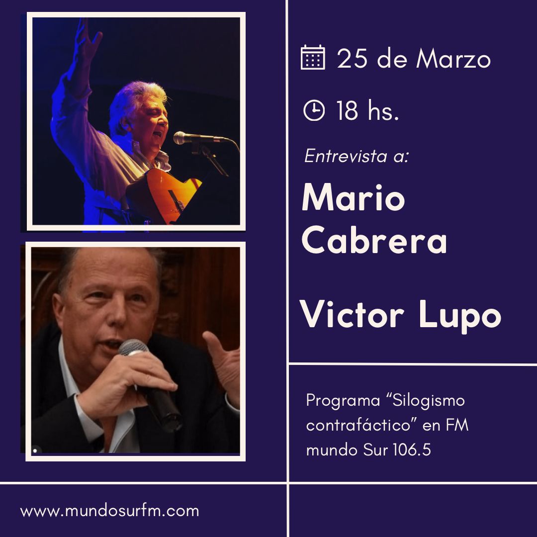 MSD20211's tweet photo. @victorflupo  y Mario Cabrera a las 18hs x FM 106.5 #MundoSur https://t.co/tLhfYC9v3d