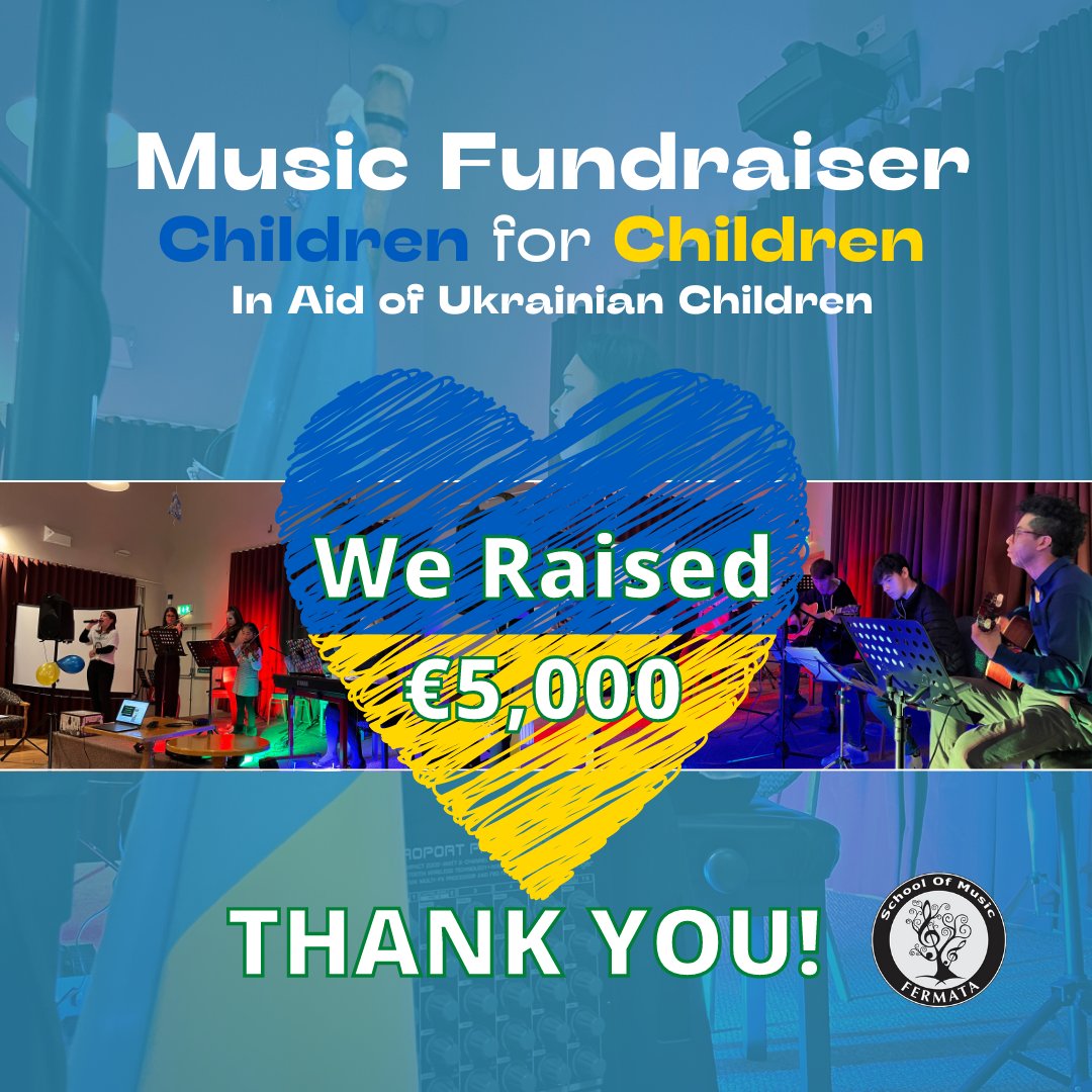 During the Music Fundraiser last Saturday [19-March], Fermata School of Music, raised an amazing amount of €5,000 for Misto Dobra, the Ukrainian charity supporting children and families. 💙💛

Thank you for all your support! 💙💛

#fermatamusicschool #musicfundraiser