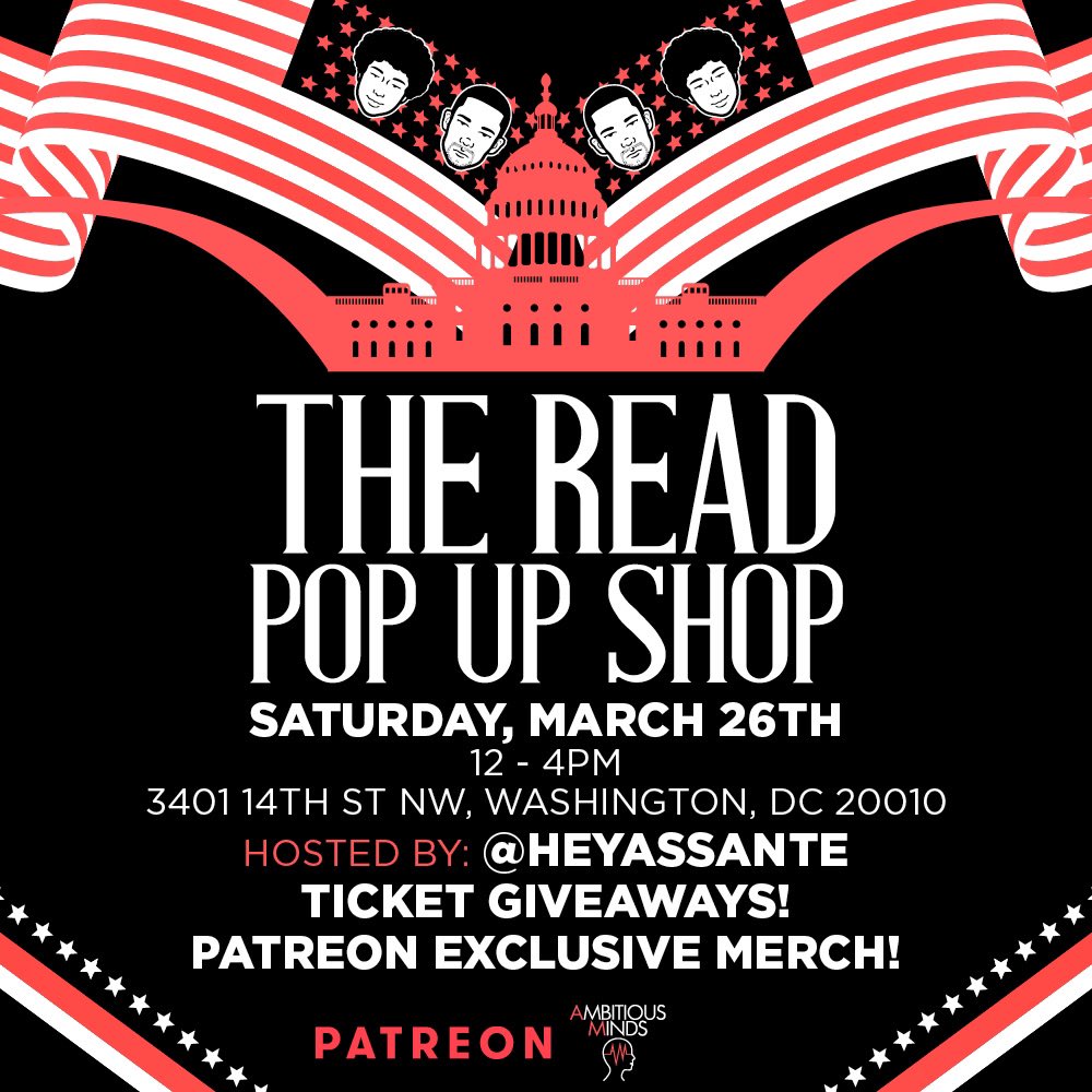 ThisIsTheRead's tweet photo. Washington, DC! Tomorrow #TheReadPopUp is back! We will have all of our merch on hand as well as some special surprises &amp; giveaways, all hosted by @heyassante 💙 @patreon will be in the building as well with some exclusive merch for our patrons. Event is free and open to all! https://t.co/LFoappXes3