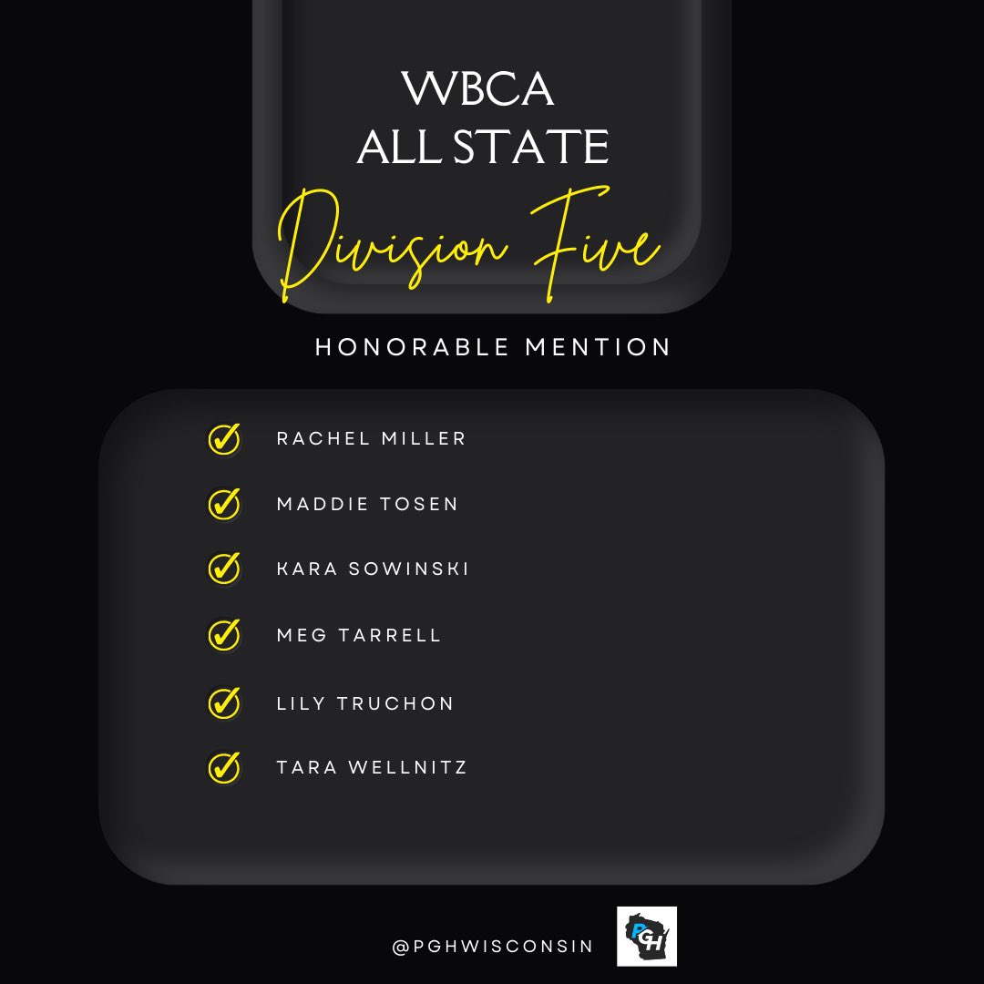 PGHWisconsin's tweet photo. Congrats to all WBCA Division 5 - All State team &amp; Honorable Mention selections ✔️

This state is STACKED with talent. https://t.co/1n0rv51N24