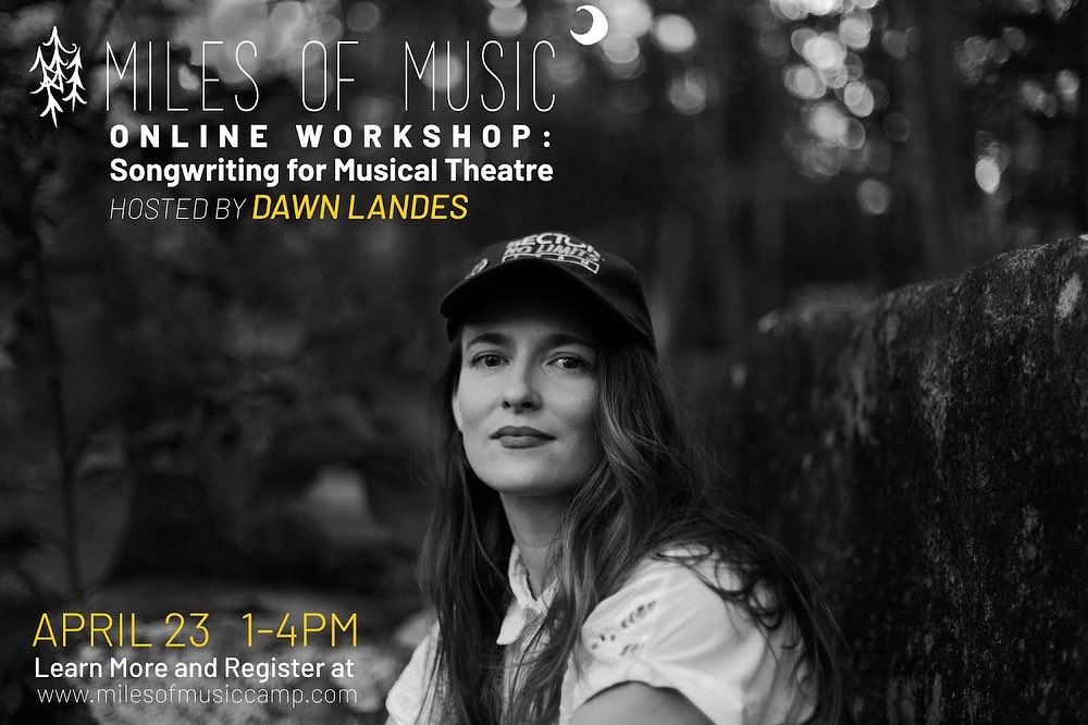 dawnlandes's tweet photo. Apr 23 I’ll be leading a virtual songwriting workshop! Limited spots available, it’ll be fun. @MilesMusicCamp Register here: 
https://t.co/aqgLYHyjVp https://t.co/u92JNHa0zN