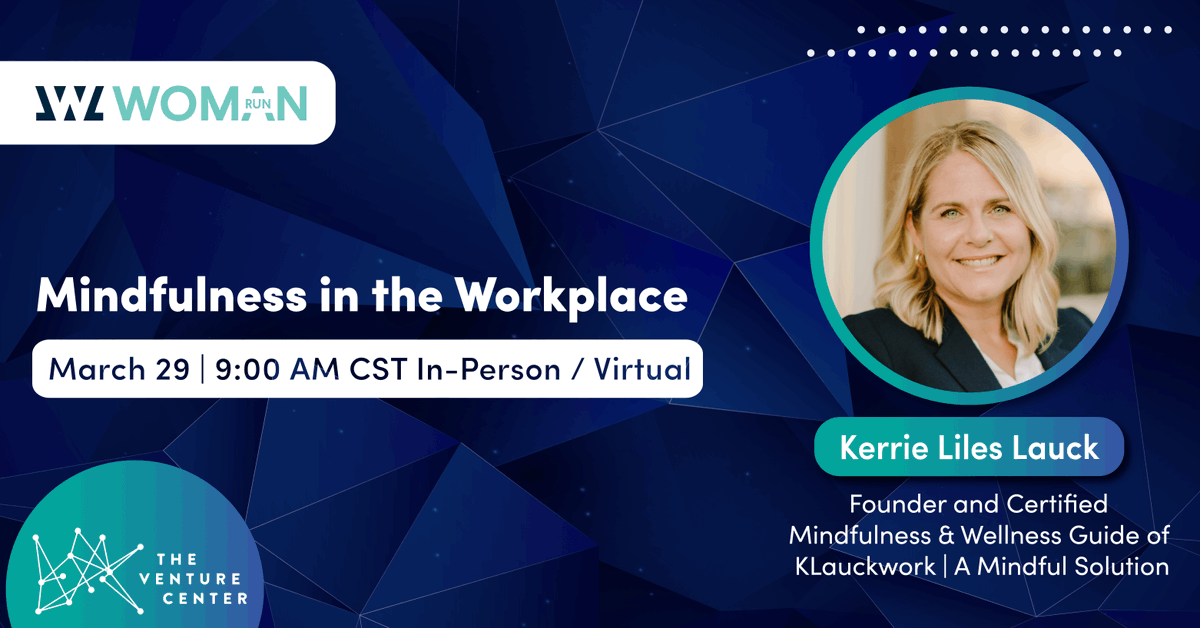 VentureCenter's tweet photo. We're excited for this @WomanRunWorld coffee & breakfast event with Kerrie Liles Lauck, Founder + Certified Mindfulness & Wellness Guide of KLauckwork!
Attend in person: https://t.co/pJ4quQR8Ke
Attend virtually: https://t.co/GKwnjsmBXZ
Let's talk MINDFULNESS!
#womanrun https://t.co/cDJd3hmYV7