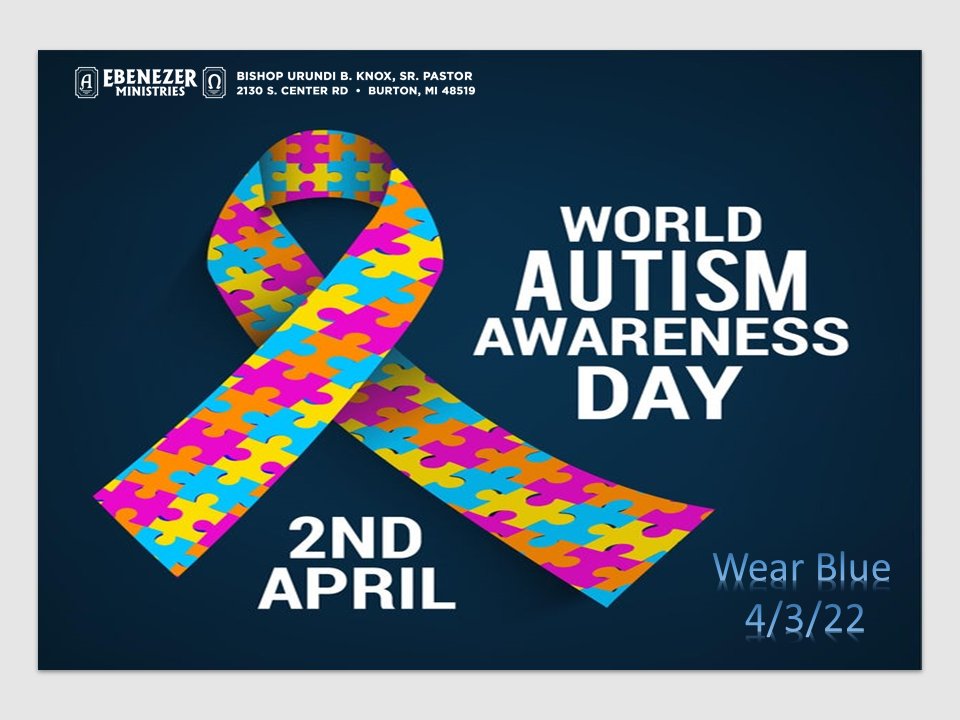 Support Autism Awareness Day! 
Wear Blue Sunday, April 3rd.
#autismspeaks #godlistens #stoneofhelp