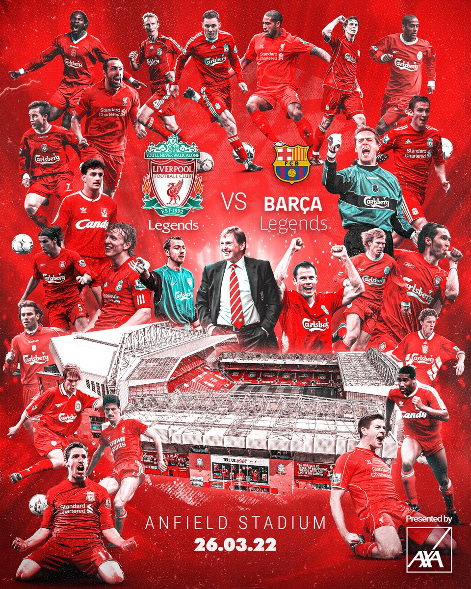 LFC's tweet photo. ⭐ 𝐌𝐀𝐓𝐂𝐇𝐃𝐀𝐘 ⭐ 

Our LFC Legends return to Anfield to face Barca Legends 💪 

Watch the match live and support the @LFCFoundation by purchasing your virtual ticket at https://t.co/M72kmUDT3C 🙌 https://t.co/VxJFuSj22W