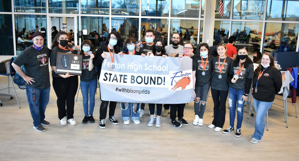 FentonHS's tweet photo. Please join us in wishing them luck! Our contest drama cast of "A Piece of My Heart" is competing in the IHSA finals tonight. We gave them a heartfelt State Bound sendoff this morning with friends &amp; family. They have a lot of momentum after winning 1st at Sectionals last weekend. https://t.co/O3SsRMTZal