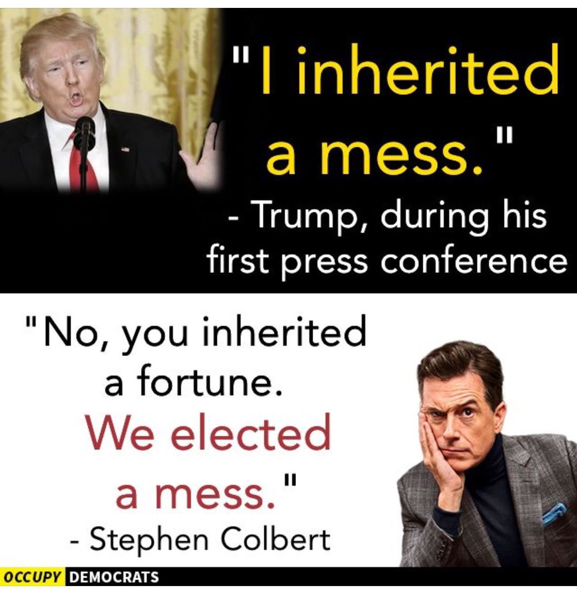 D_jeneration's tweet image. Stephen Colbert being absolutely right as usual