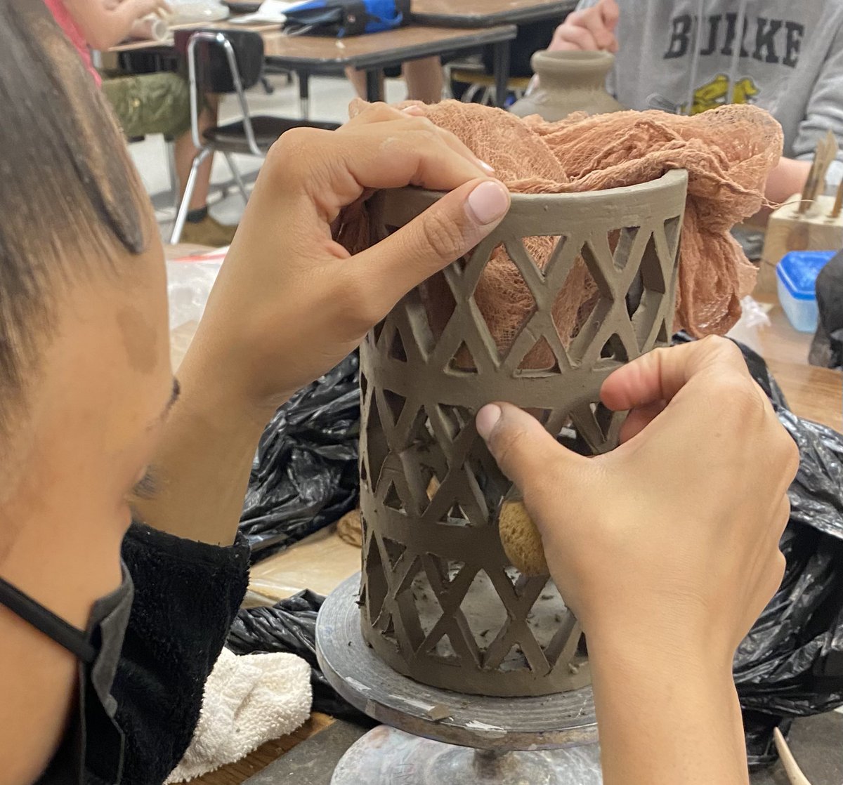 Beautiful things happening in the pottery room! #ops_burke #mudpuppies #pottery #practicepracticepractice #takerisks #bebrave
