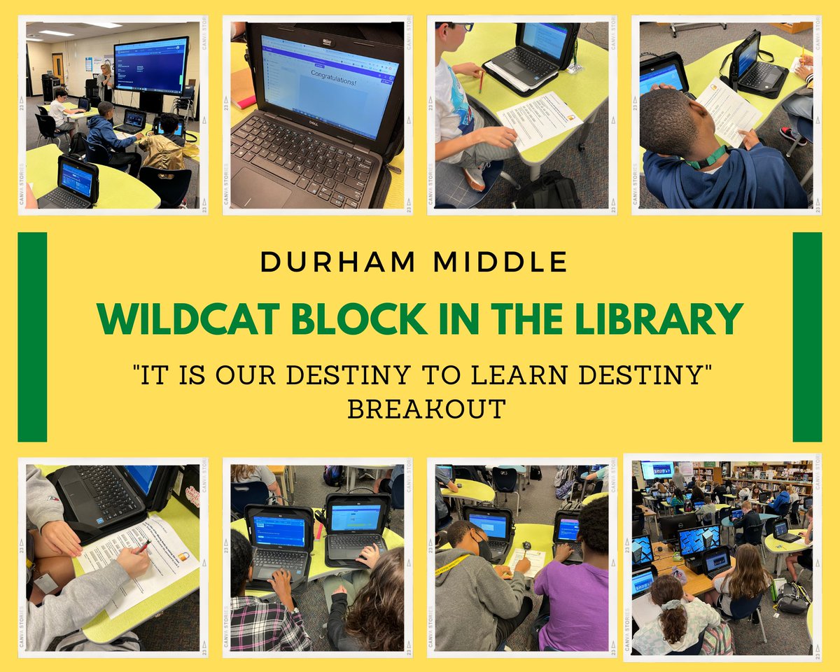 DurhamLLC's tweet photo. We had the #best Wildcat Block in the #library today! Library Media Paraprofessional @buffiebharper led a @breakoutEDU she #created in @CobbInTech training. The Ss were #engaged &amp; #learning #allthethings. @DurhamPTSA @DurhamWildcats @CobbSchools @CCSDLibMedia @CCALMS @glma https://t.co/PZy0O4Wlu4