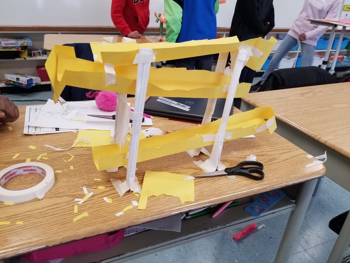 EFioret's tweet photo. Students in 6D used the engineering design process to build the slowest ball run in today's #STEM challenge. They engaged in the iterative process of planning, creating, testing, and improving. @DiotteEmily @GlenwoodGriffin https://t.co/2dgzIZoLkn
