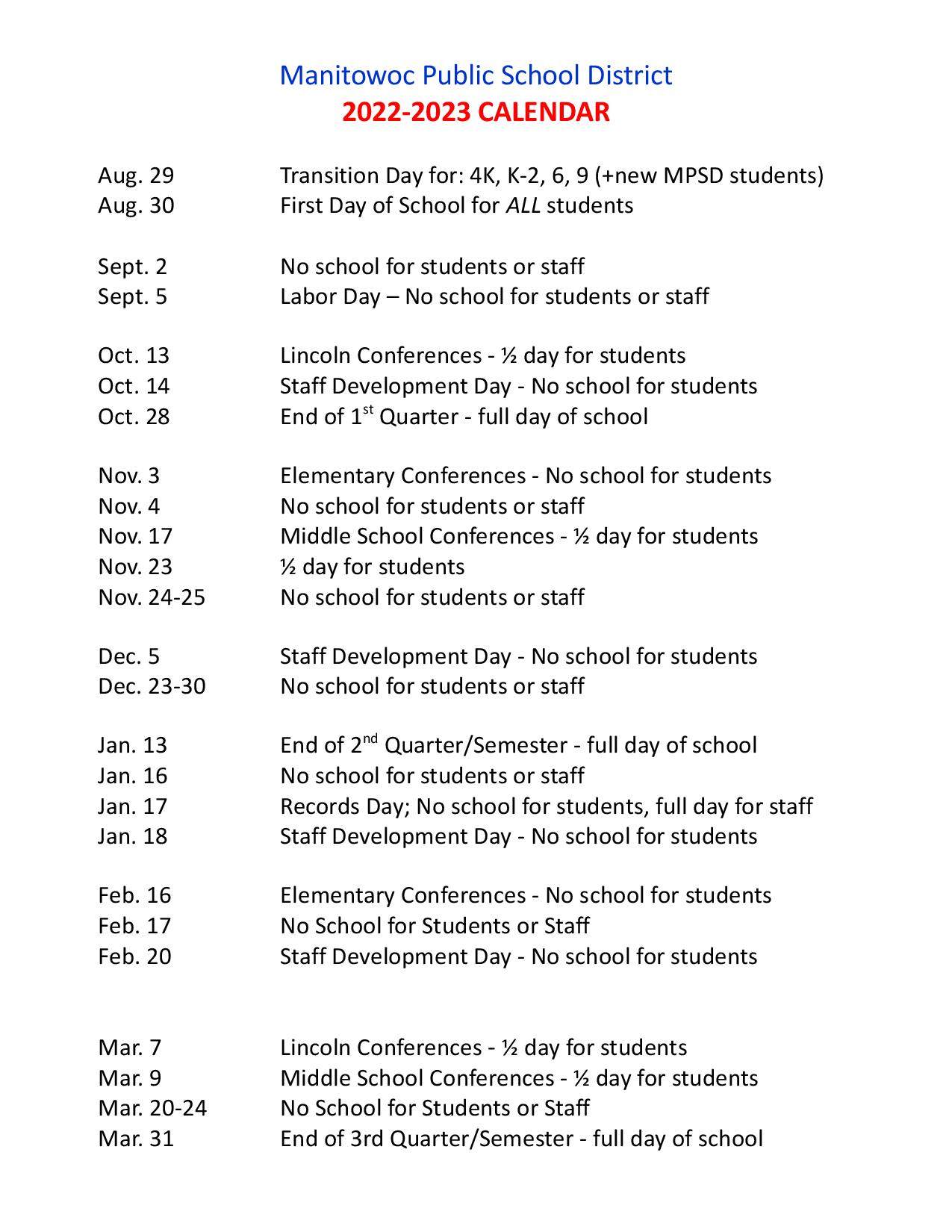Calendrier Capes Externe 2023 Tweets With Replies By Manitowoc Public School District (@Manitowocpublic)  / Twitter