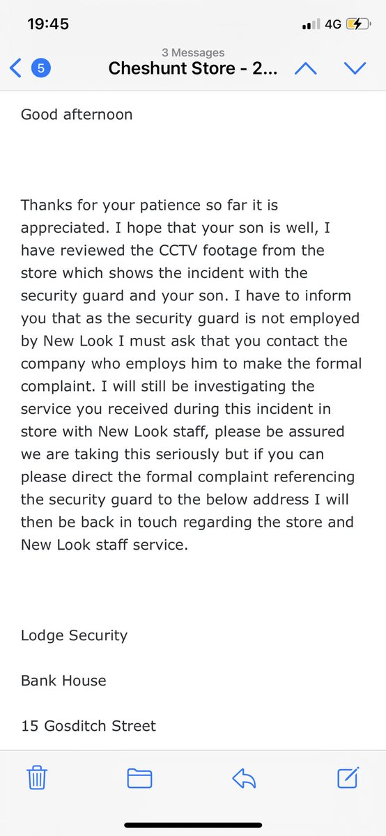 SemiSemiram's tweet photo. @newlook security purposely shut a door on my 2 year old. After weeks of chasing for a complaint I get this as a response. To say I’m disgusted would be an understatement https://t.co/fQMq5pEKbS