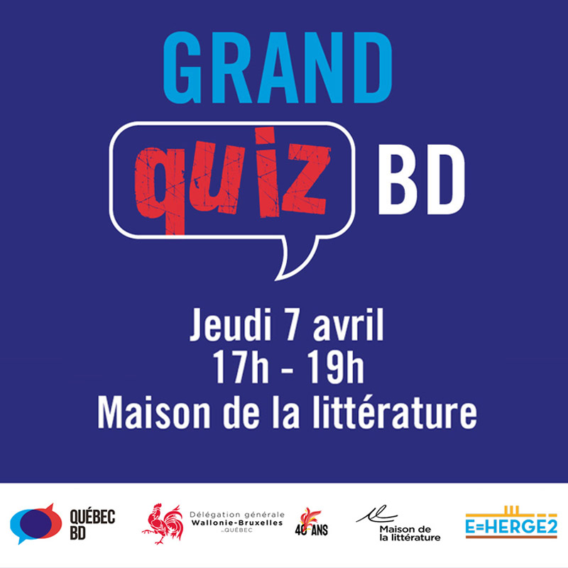 On anime le Grand Quiz BD le 7 avril 17h à la Maison de la <a href="/litteratureQc/">Maison littérature</a> dans le cadre de <a href="/quebecbd/">Québec BD</a>, en collaboration avec @WalBru_QC.

Gratuit. Encore quelques places disponibles: lepointdevente.com/billets/grandq…

#MatraqueMolle