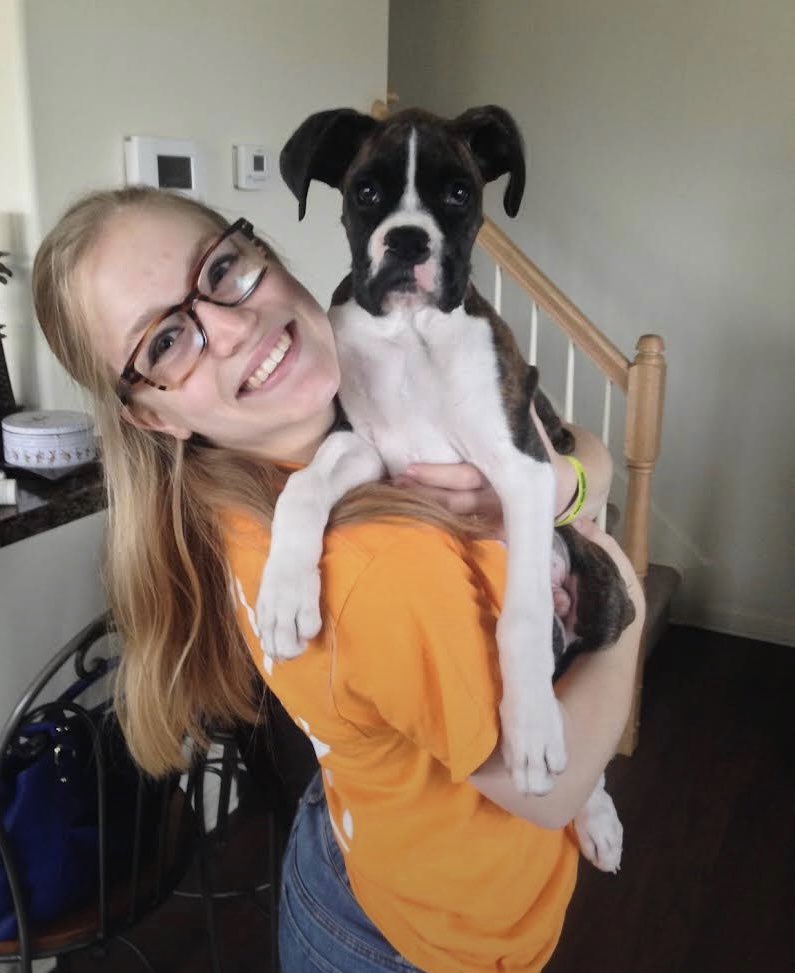 JPtheboxer's tweet photo. JP &amp; my sweet daughter - JP about 1yr 💜❤️ #familydog #boxer #throbak https://t.co/XUAGJGUB6p