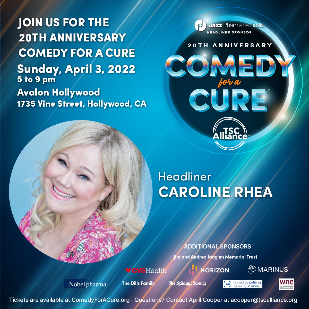 tscalliance's tweet photo. This #FunnyFriday we are spotlighting our 20th Anniversary Comedy for a Cure® headliner, @CarolineRhea!
Comedy is NEXT WEEK! Get your tickets and come laugh along with Caroline, @kileynoodles, @JimOHeir & @WendyLiebman!
Learn more at https://t.co/3Y6w5eTd14. #ComedyforaCure https://t.co/pBzhuslD4T