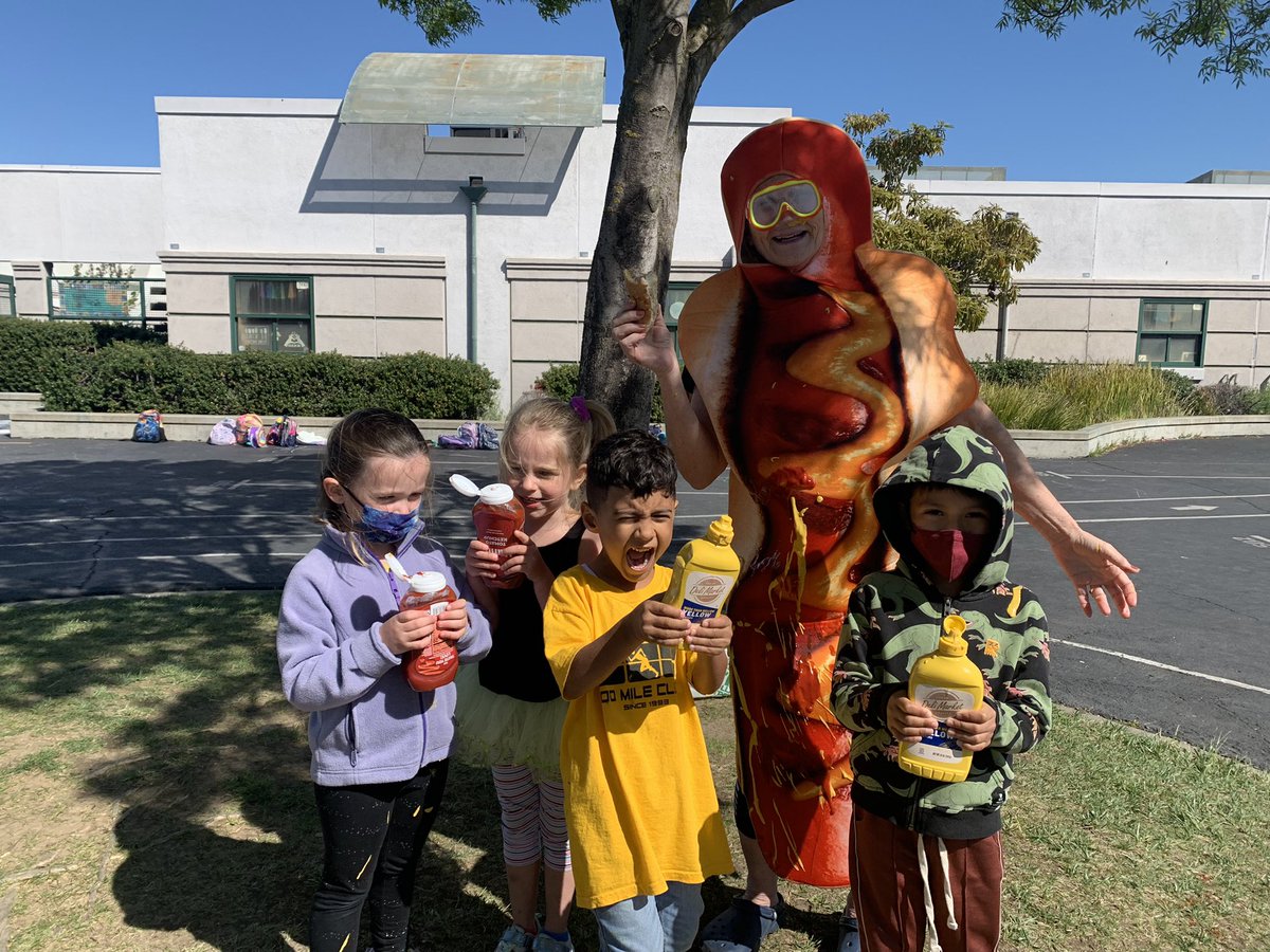 Aaaannnnd, just like that Mrs. Harrison was turned into a hot dog, while devouring hot dogs! Congrats to all of the students who participated in the spraying! Thank you for buying yearbooks! #HotDogHotDogHotDiggetyDog #WhoLetTheHotdogOut #TimberwolfProud