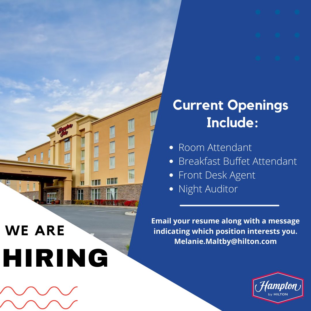 📣 We're Hiring! 📣
Multiple positions available!

#HiringSudbury #WeAreHilton #WeAreHospitality #SudburyON