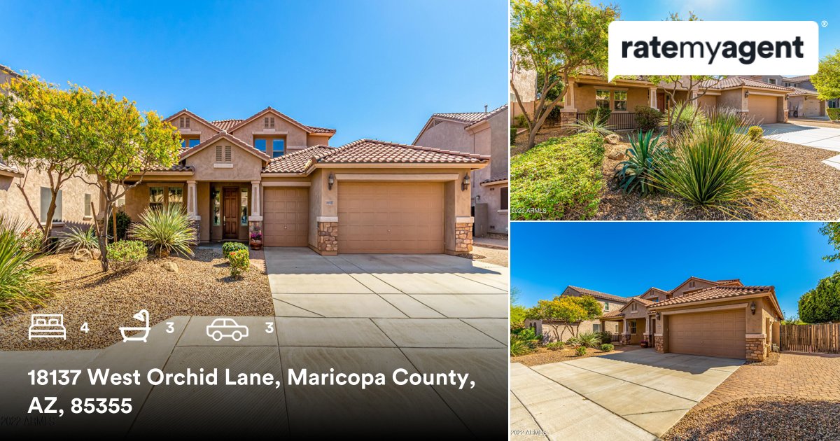 4 🛏 3 🛀 3 🚘 📍 18137 West Orchid Lane, Maricopa County, AZ, 85355 My latest listing on #ratemyagent rma.reviews/uLsmlHcUXUel