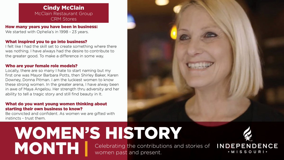 CityOfIndepMO's tweet photo. As we continue to celebrate #WomensHistoryMonth, we want to take the opportunity to highlight a few pioneering women in Independence who own their own businesses. Their hard work, dedication, and passion are a vital part of our community! https://t.co/InozJaVOgA