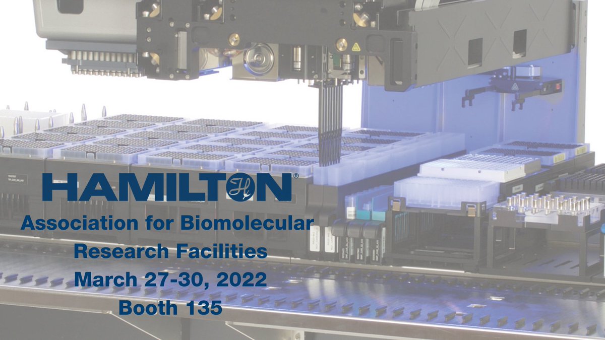 Association of Biomolecular Research Facilities is just a few days away! Join us at booth 135 and learn about Hamilton Automation. #ABRF2022 #hamiltoncompany 

hubs.li/Q016wdvB0