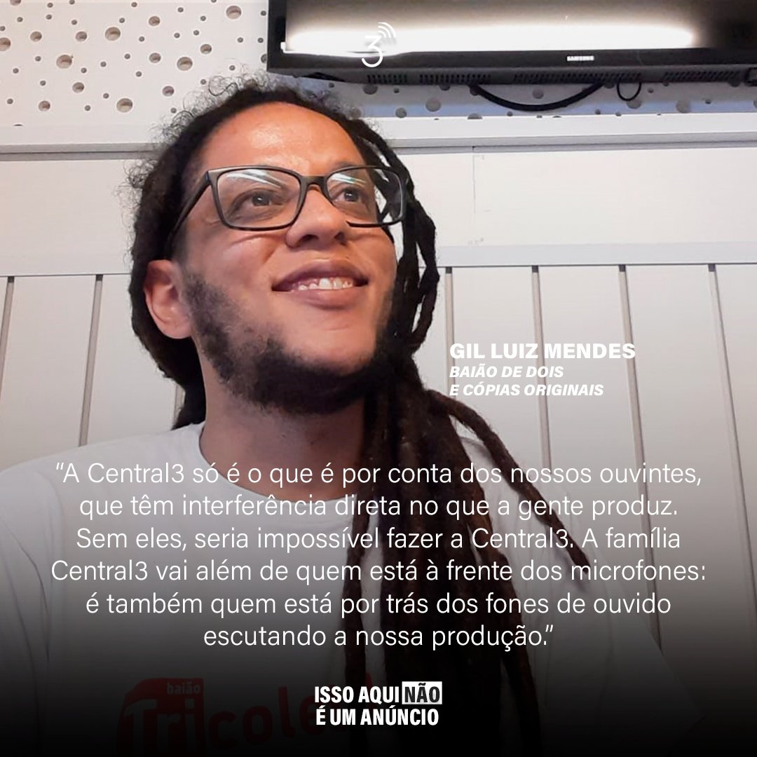 Centraltres's tweet photo. Aspas para o amigo e também produtor de podcasts @gilluizmendes, do @baiaopodcast, Cópias Originais e outros mais!

Ele fala sobre quem são as pessoas que fazem a #central3 ser o que é.

Quer apoiar a sua central de podcasts?

⚠️https://t.co/uBlf88ceQf https://t.co/MM2FoPstTl https://t.co/XOokZM4JLO