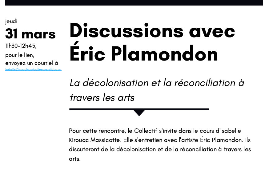Collectif_VR's tweet photo. «La #décolonisation et la #réconciliation dans les arts» https://t.co/h63VZX7eLh