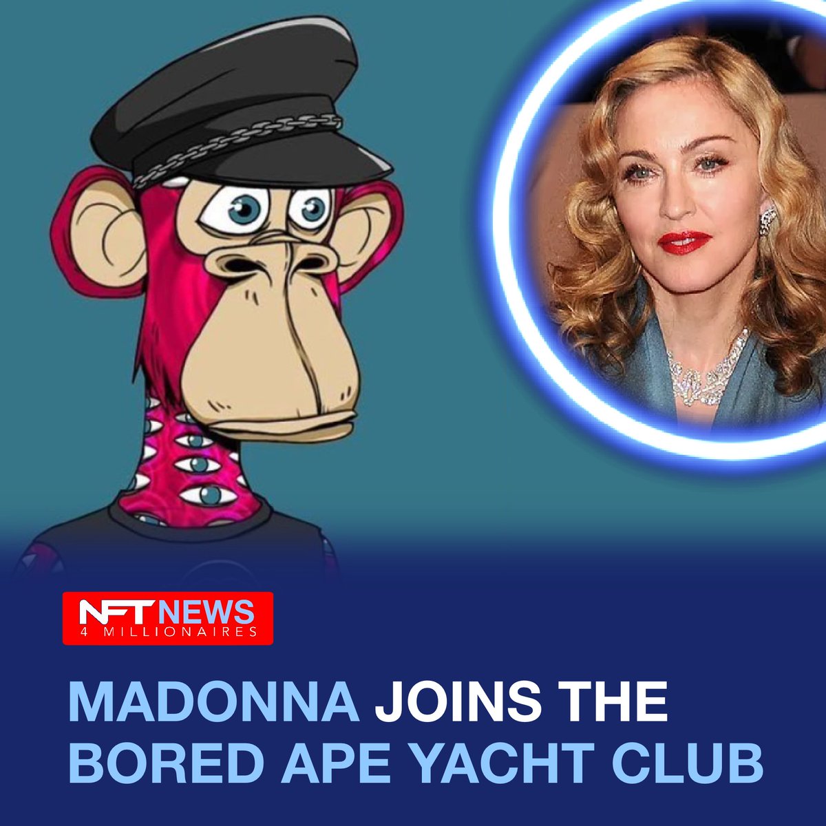 nft4mil's tweet photo. Madonna has officially joined the list of NFT holders at the Bored Ape Yacht Club as of March 25th! On Twitter, the diva showcased her digital asset. She also expressed gratitude to MoonPay, a cryptocurrency trading site that aided her in buying.
#nft #nftart #nfts https://t.co/b5MXQVKPOO
