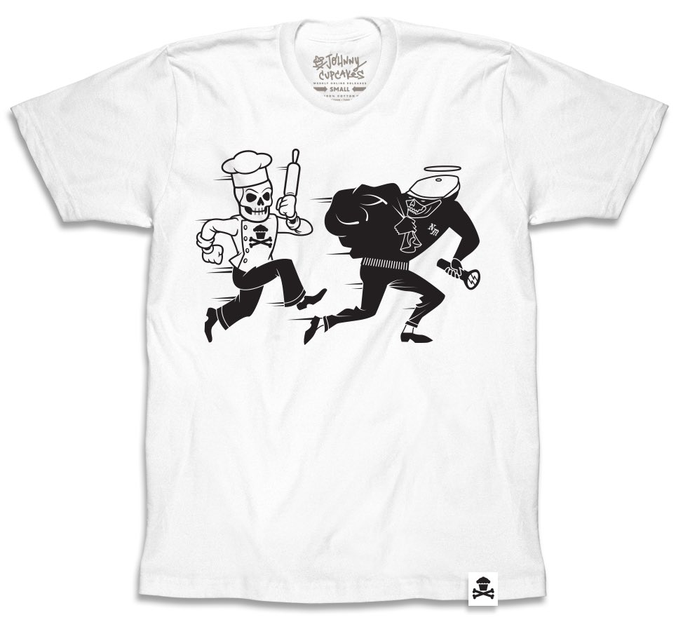 JohnnyCupcakes's tweet photo. “CHEFS &amp; ROBBERS” is 1 of 6 new items from our collaboration with Never Made.  Available now, for a limited time, here: https://t.co/zsKCMB2ykw

✌🏼✌🏼

#johnnycupcakes #nevermade #tshirtbrand #clothingbrand #streetwear #indybrand https://t.co/03m2oXofTy