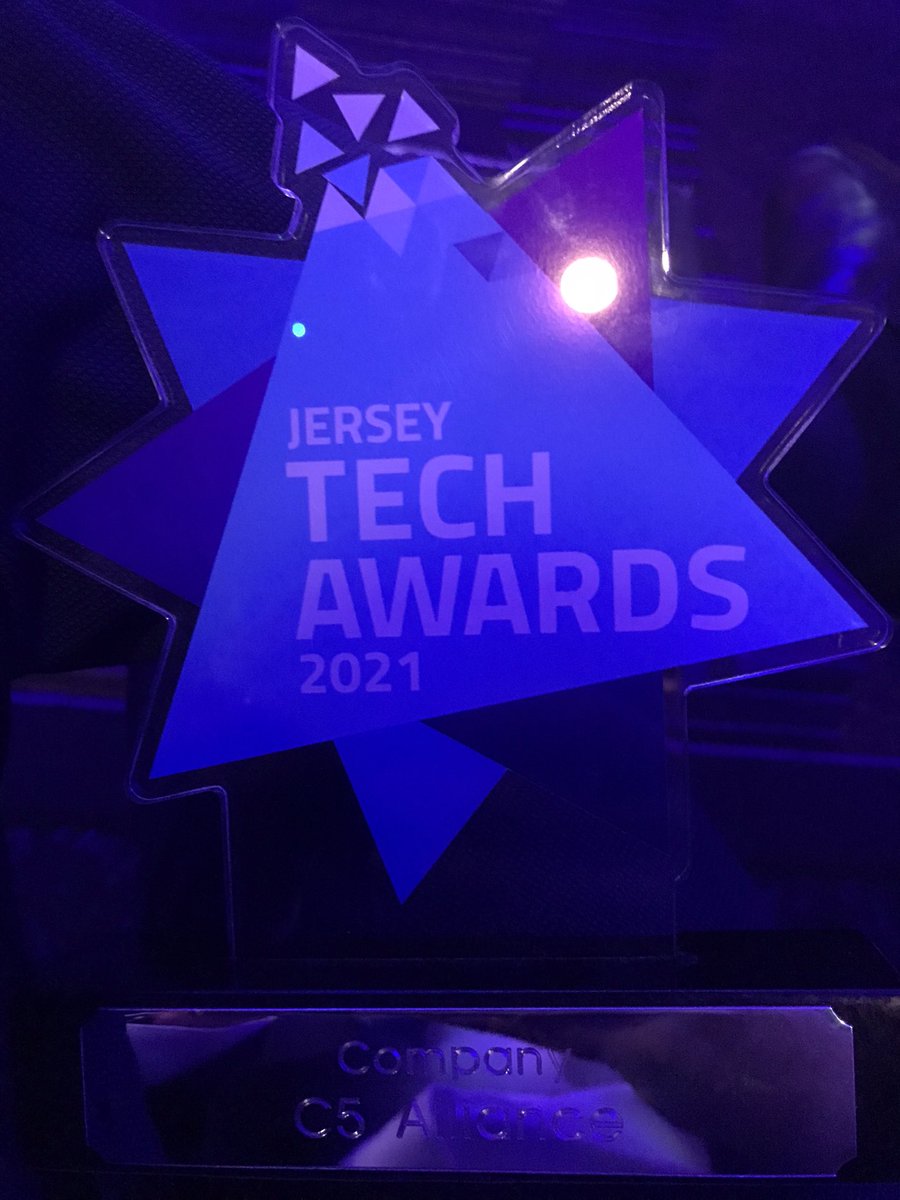 tjgamble5's tweet photo. We won, we won! @DigitalJersey #JerseyTechAwards @C5Alliance Company Award. https://t.co/bhVLQdmO18