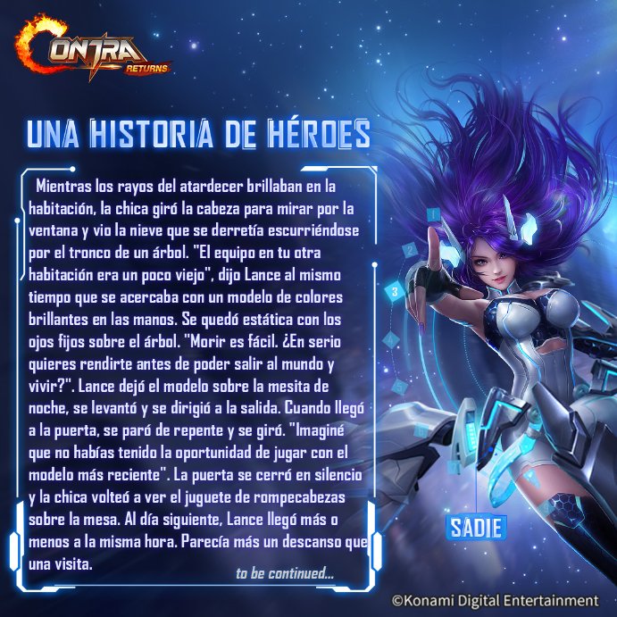ContraReturnsES's tweet photo. Una chica que casi se dio por vencida hasta que conoció a Lance.
El viaje para convertirse en una heroína no es todo luz, pero la niña recibió la ayuda y el apoyo del equipo Contra. Eso era todo lo que necesitaba.
Y su nombre es Sadie.
#Sadie
#ContraReturnsLATAM https://t.co/FfNuh8Nvr7