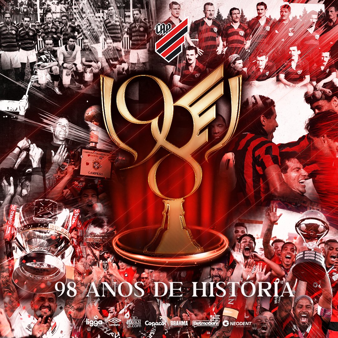 Feitos do presente e as glórias do passado. 
🌪️🔴⚫️  FURACÃO, 98 ANOS!  

#Athletico #Furacão98Anos