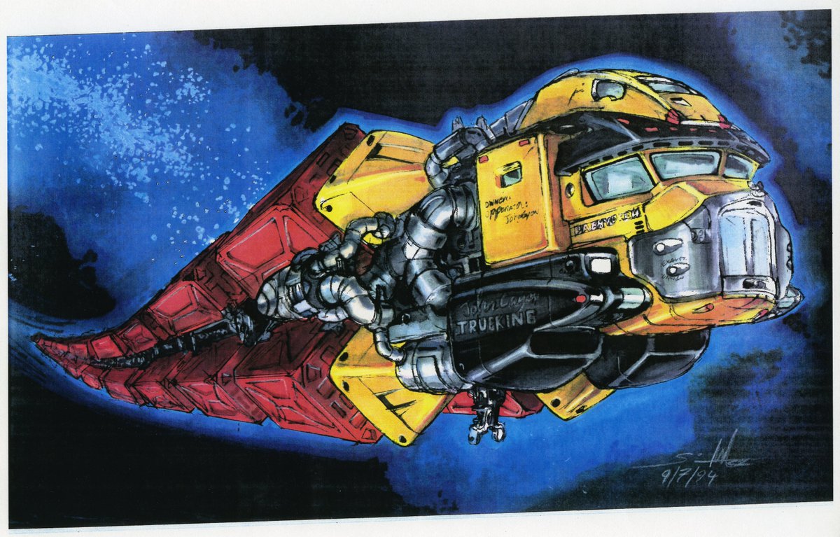 Stunning character and spaceship concepts from our Stuart Gordon Collection. These drawings were brought to life in Gordon's 1996 sci-fi adventure, SPACE TRUCKERS starring Dennis Hopper and @debimazar. Catch @uwcinematheque's 35mm screening on Sunday (March 27) at 2p @ChazenArtUW