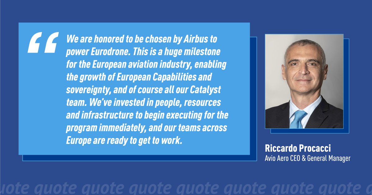 AvioAero's tweet photo. We look forward to starting our journey at the side of @AirbusDefence for the #Eurodrone program that will be powered by the #Catalyst engine… #advancedturboprop #weareavioaero https://t.co/O5kin1bmFP https://t.co/SA8kFBEkUi