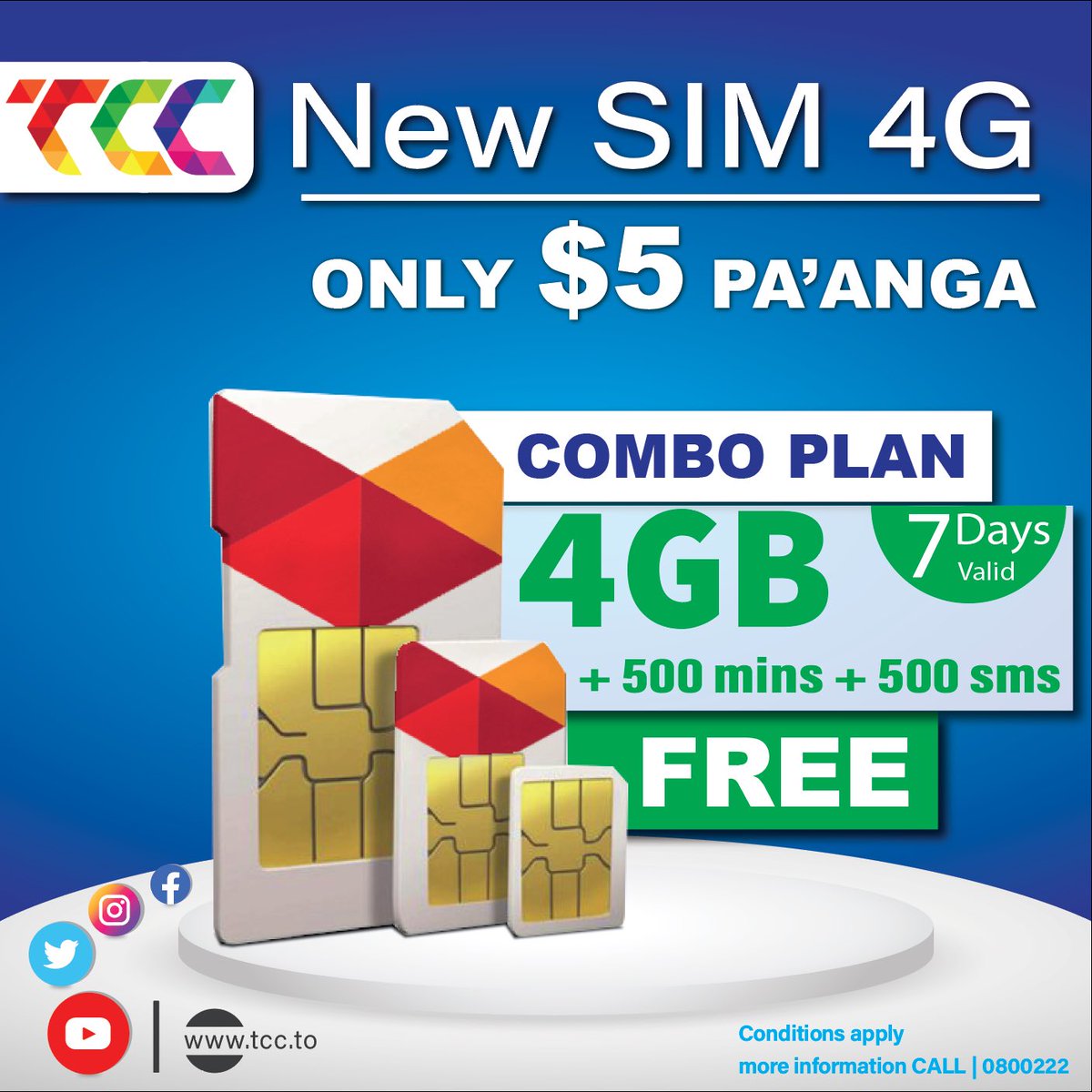 tonga_comm's tweet photo. Switch ON UCall 🇹🇴

Grab your 4G+ UCALL SIMCARD NOW from any TCC outlet for just(#1 )5 Pa'anga Get FREE  4Gb+500mins+500sms. 7Days valid
(2)30 Pa'anga Get Free 7Gb + 1000min+1000sms + $2 credit. Valid 20days

📞 0800222 for more details. 💯 🇹🇴 OWN. T&amp;Cs apply https://t.co/OZShqMdvx3